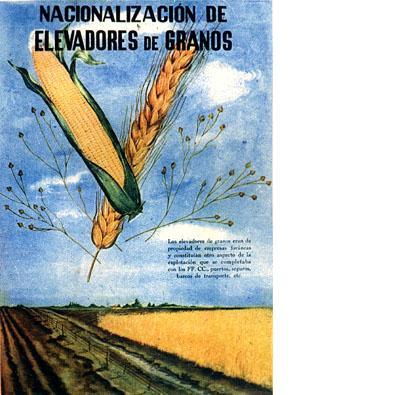 Infografía del Plan Quinquenal: Nacionalización de los elevadores de granos.