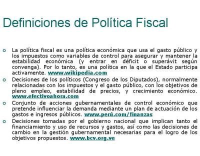 Definiciones de política fiscal