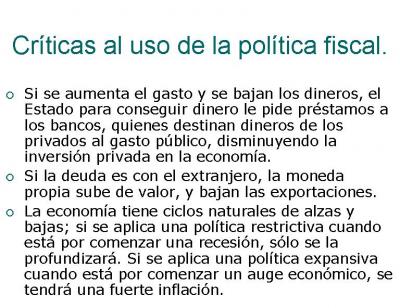 Críticas al uso de la política fiscal